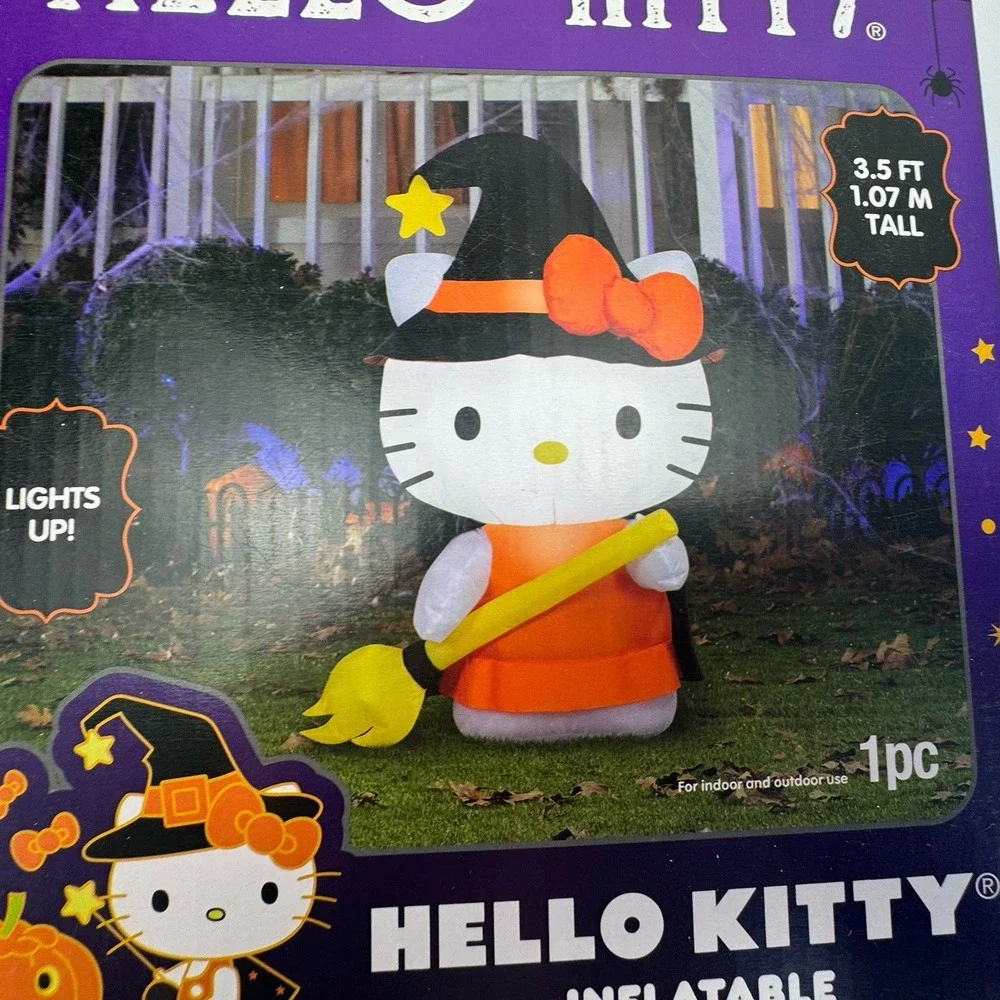 Hello Kitty Witch Inflatable 3.5 Foot Light‎ Up Halloween Gemmy Sanrio NEW